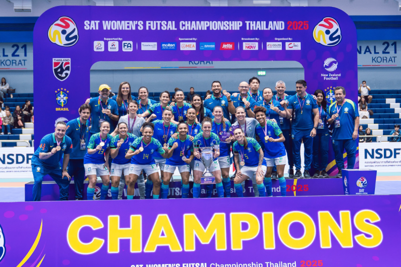 Com gol de Luciléia, Seleção Brasileira feminina de futsal goleia e conquista Women’s Championship Thailand