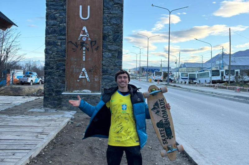Gaúcho roda 4 mil quilômetros de skate e chega ao 