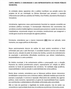 Entidades divulgam carta aberta contra reajuste para cargos políticos em Santo Ângelo