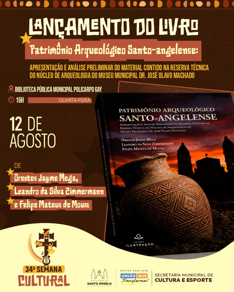 Livro sobre patrimônio arqueológico de Santo Ângelo será lançado