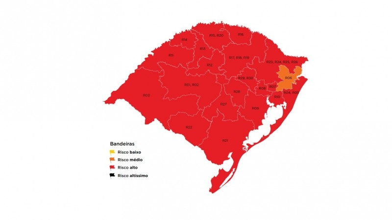 Região segue em bandeira vermelha no mapa de distanciamento controlado